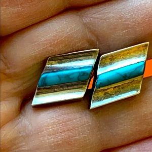Taxco Mexico TLR sterling Howlite cuff links